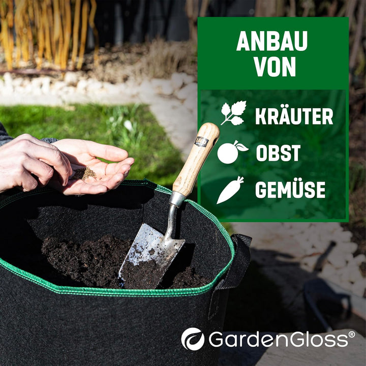 GardenGloss® Pflanzsack (5 Stück) - 12L Pflanztasche aus Vliesstoff - Pflanzentasche für Kartoffeln,