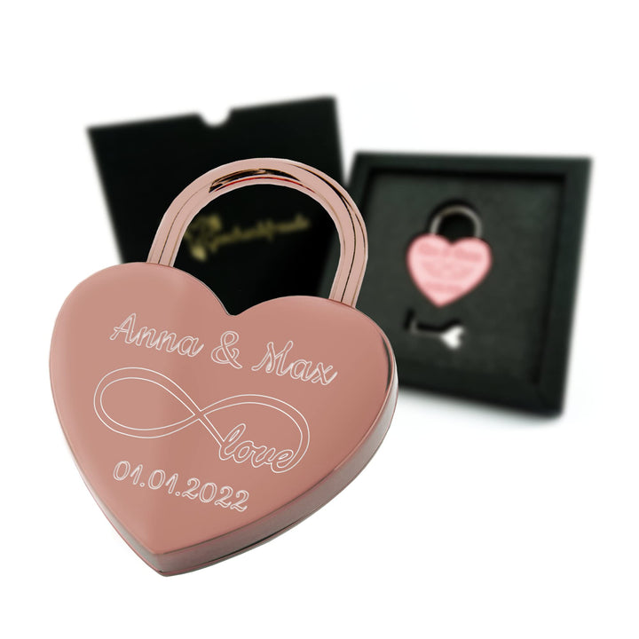 Geschenkfreude Liebesschloss mit Gravur witterungsbeständig - personalisierte Geschenke für Paare zu