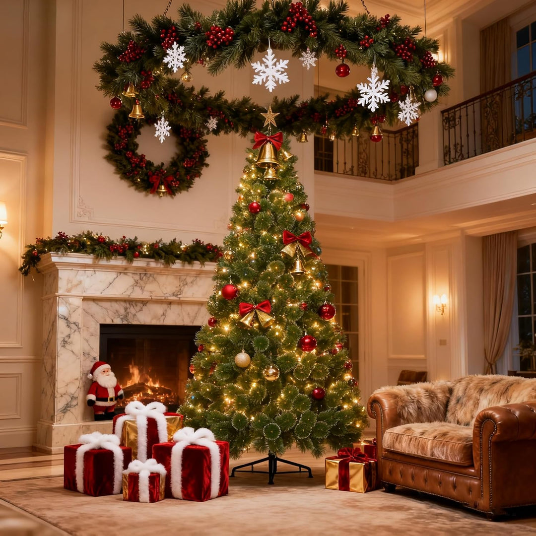 HENGMEI 240cm PVC Weihnachtsbaum Tannenbaum Christbaum Grün künstlicher mit Metallständer ca. 450 Sp