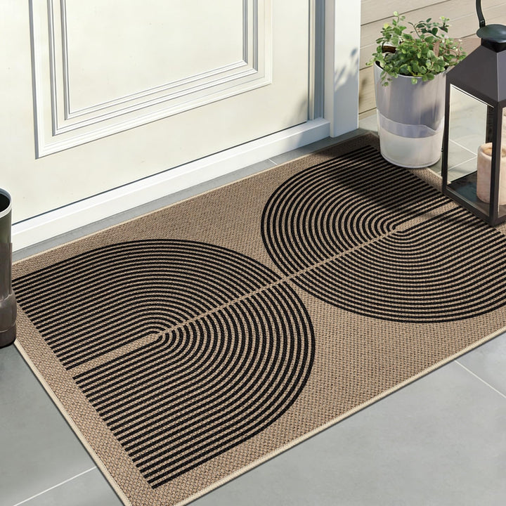 Capslpad Fussmatte aussen und Innen 60 x 90 cm, Jute Aussehen rutschfeste Schmutzfangmatte Dünne Tür
