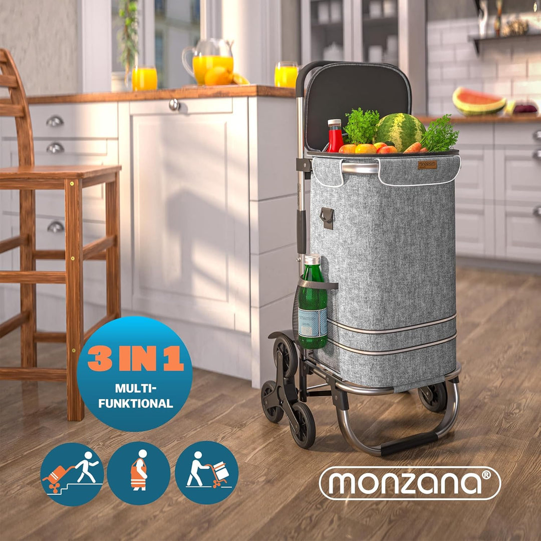Monzana 2in1 Einkaufstrolley 38 L Klappbar Abnehmbare Tasche 6 Rollen Treppensteiger Einkaufswagen E
