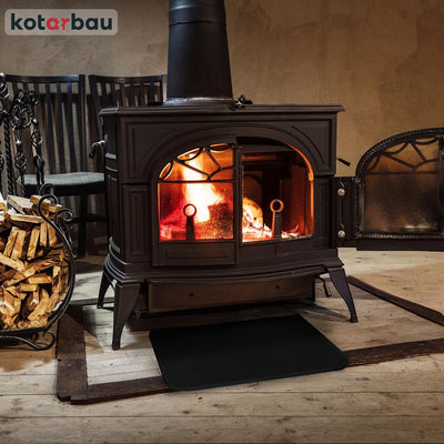 KOTARBAU® Kamin Bodenplatte 60 x 80 cm aus Pulverbeschichtung Stahl Schwarz Bodenblech Ascheblech Ka