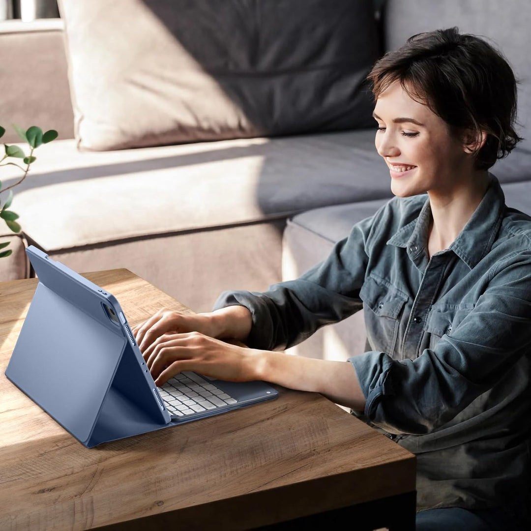 Vobafe Hülle mit Tastatur für iPad Air 13 Zoll 2025 M3/2024 M2, iPad Pro 12.9 (3. 4. 5. 6. Gen), QWE
