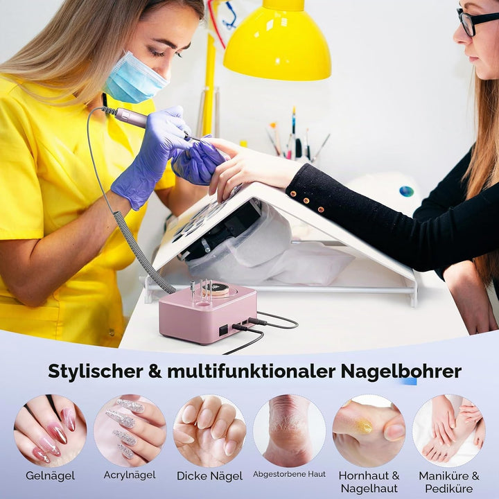 Elektrischer Nagelbohrer Professional,35000RPM Mehrere Zubehör, Nagelbohrmaschine mit 11 Bohrböcken