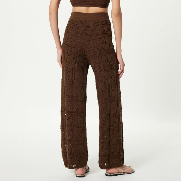 The Drop Damen Hose Diza Pull On Flare Leg Crochet Pant XS Kaffeebohnen, XS Kaffeebohnen