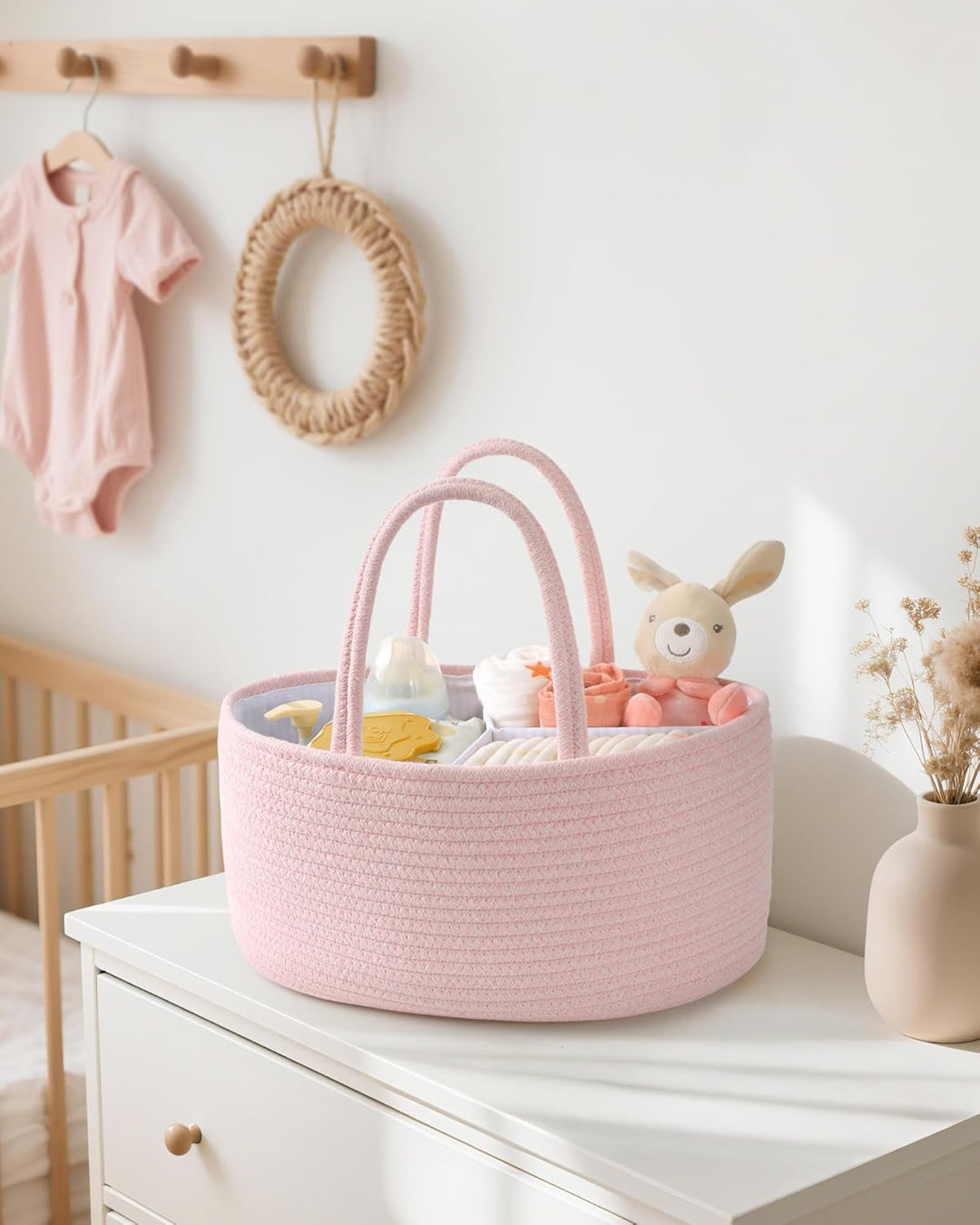 Maliton Wickeltisch Organizer，Baby Organizer Korb，Aufbewahrungskorb für den Wickeltisch，Windel Caddy