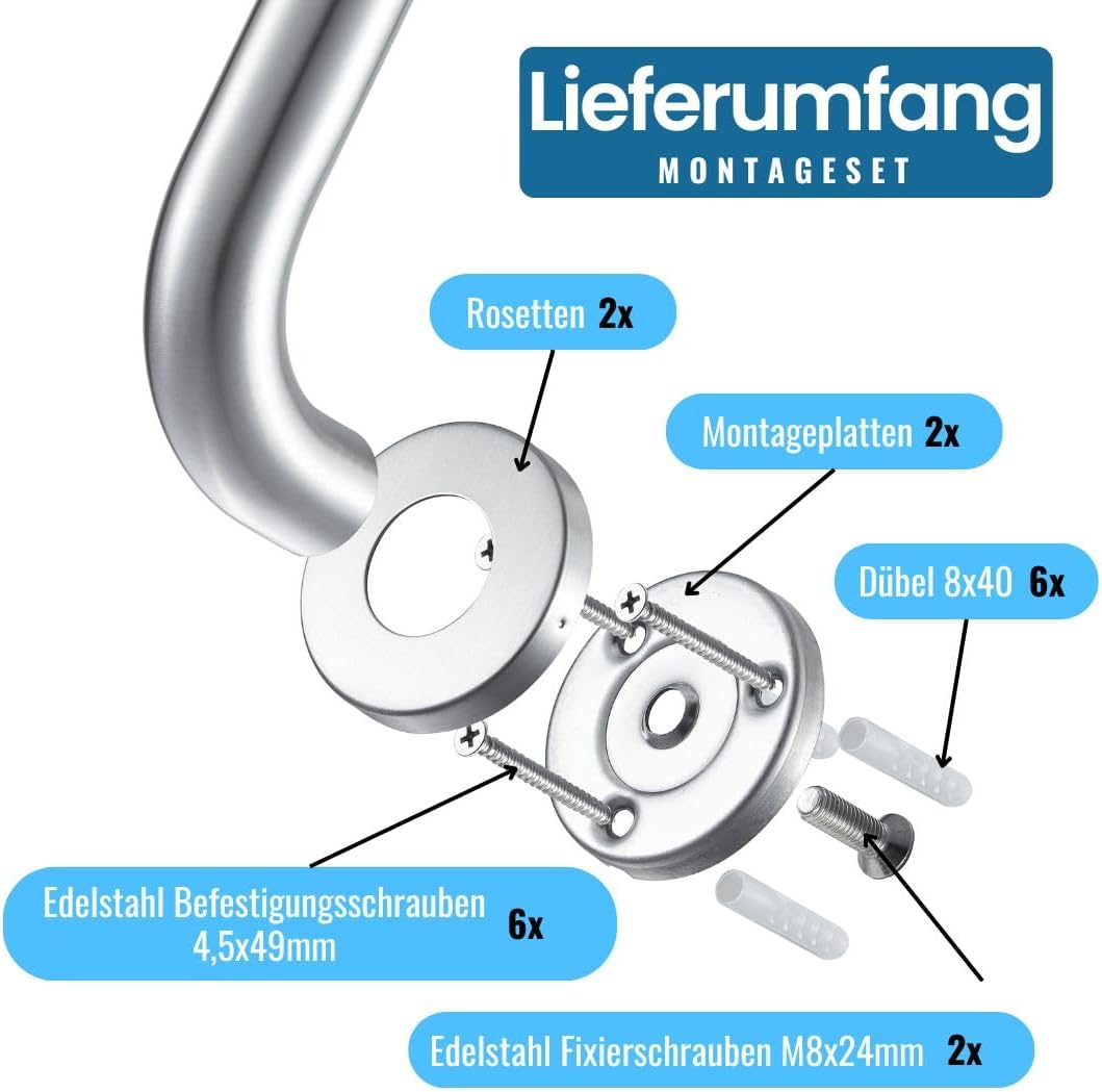 Stahlia Haltegriff Ø 30mm Edelstahl gebürstet 350mm Handtuchhalter Haltegriffe für Senioren Aufstehh