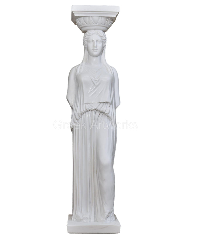 Caryatid Erechtheion Akropolis weibliche Säule griechische Statue Skulptur gegossen Marmor 81 cm