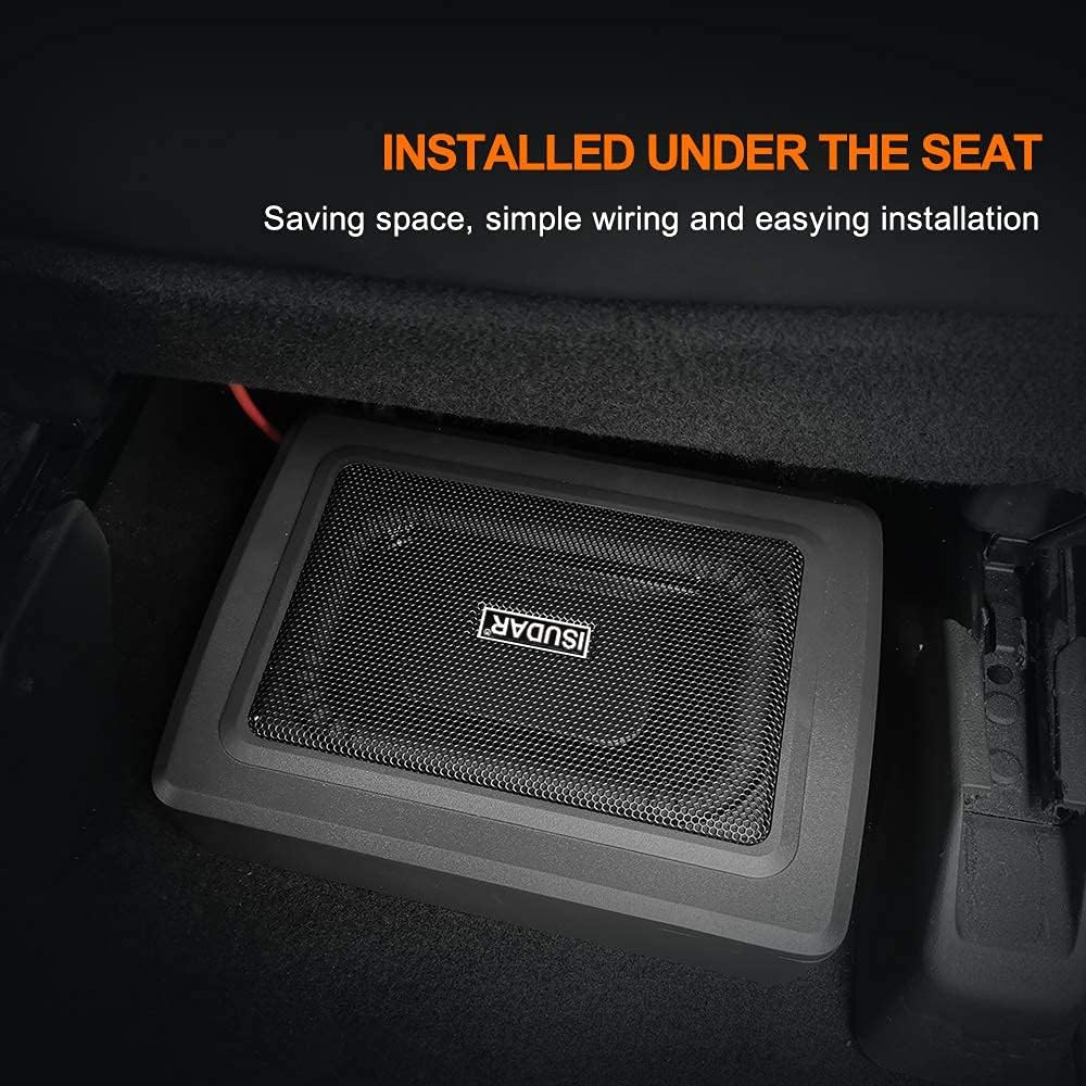 ISUDAR 9 Zoll schlanker Max 600W Subwoofer Aktiv Powered Untersitz-Auto Audio Subwoofer eingebautem