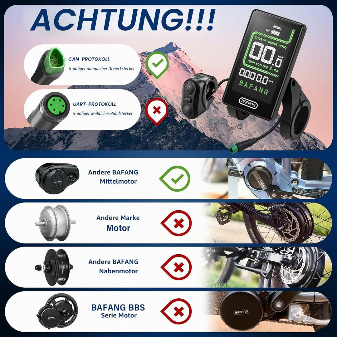 BAFANG Ebike Display CAN Version für M620, M600, M560, M510, M420 Mittelmotoren, E-Bike Display Fahr