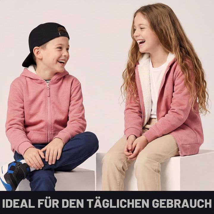 CityComfort Pullover Mädchen mit Fleece-Futter und Kapuze, Fleecejacke Kinder Mädchen Zipper Hoodie