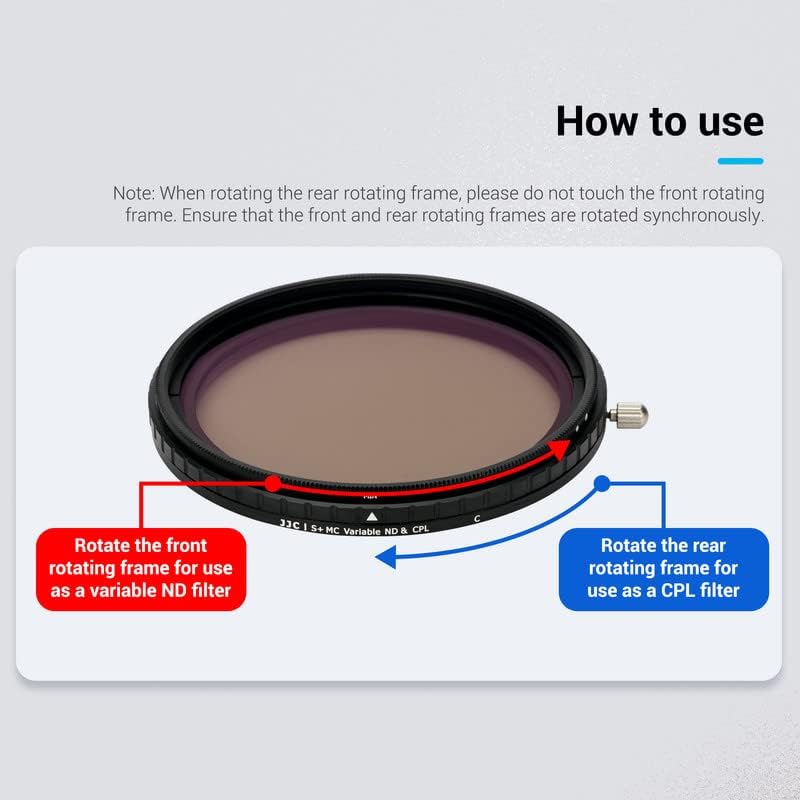JJC 49 mm Variabler ND2-ND32 ND Filter + CPL Polarisationsfilter, 5-Stop Neutral Graufilter für Cano