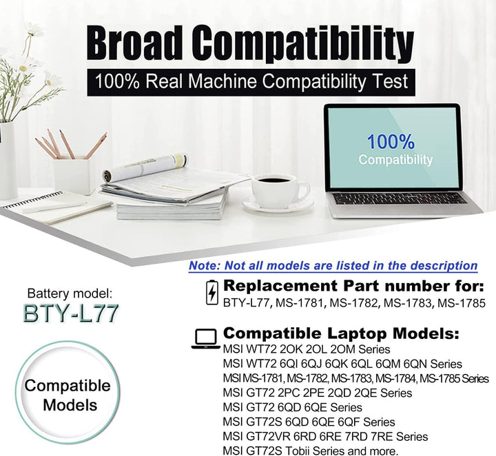 BTY-L77 Laptop Akku für MSI GT72 2PC 2PE 2QD 2QE 6QD 6QE GT72S G-037 6QD 6QE 6QF GT72VR 6RD 6RE 7RD