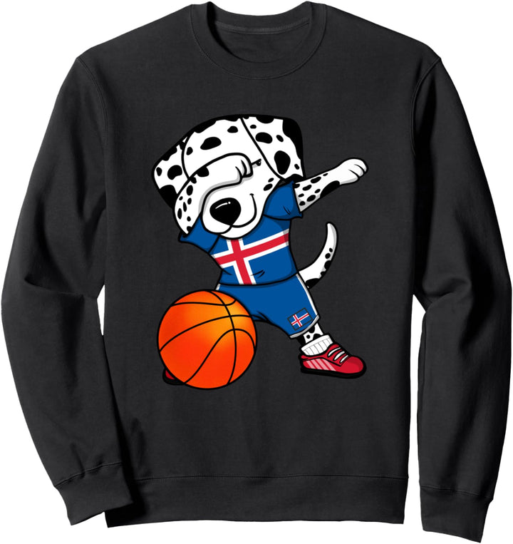 Dabbing Dalmatiner Hund Island Basketball Mannschaft Sport Sweatshirt