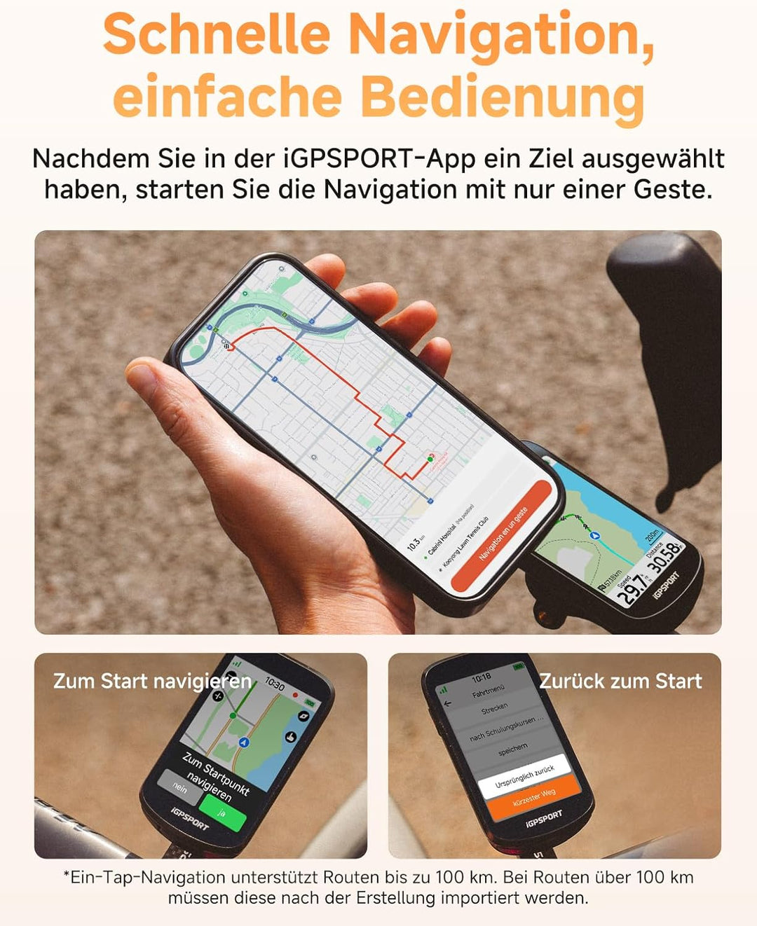 iGPSPORT BSC500 Fahrradcomputer, 3,3-Zoll-Touchscreen, Karten- und Sprachnavigation, E-Bike-Modus, B