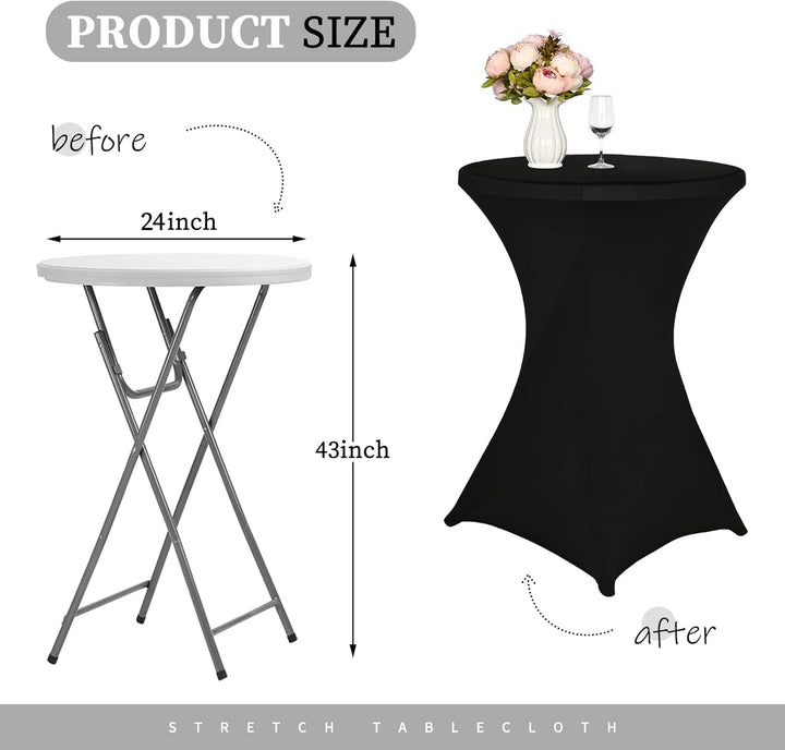 Showgeous 6 Packungen Stretch Stehtisch Husse für Bistrotisch Ø 80-85 cm Cocktail Tisch-Überzug Huss