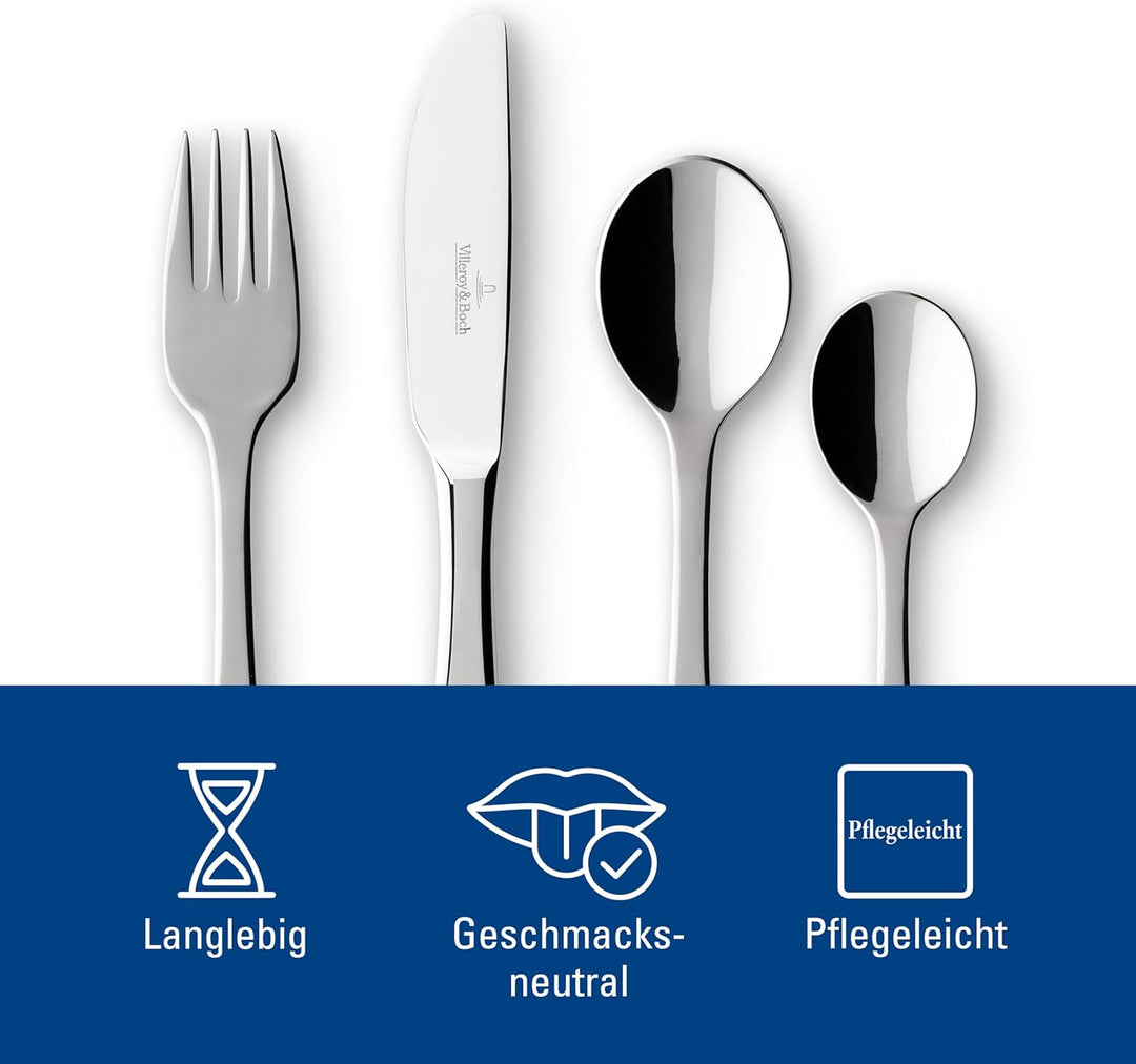 Villeroy und Boch Teddy Kinderbesteck 4-teilig, 18/10 Edelstahl, Silber, 21,5 x 15 x 2,5 cm
