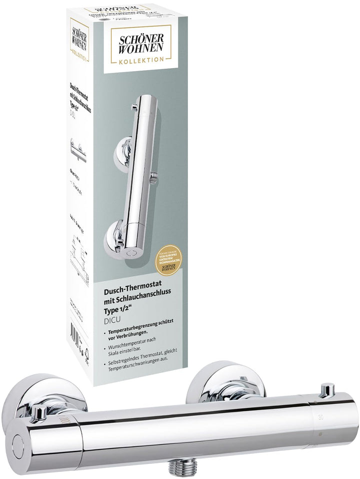 Schöner Wohnen Kollektion Duschthermostat Dicu, Thermostat-Armatur Dusche, Brauseabgang Typ 1/2 '',