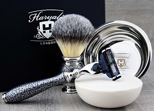 Grundlagen Rasierwerkzeuge Anfänger Rasierset synthetische Bürste, Triple Edge Kartusche Kompatibel