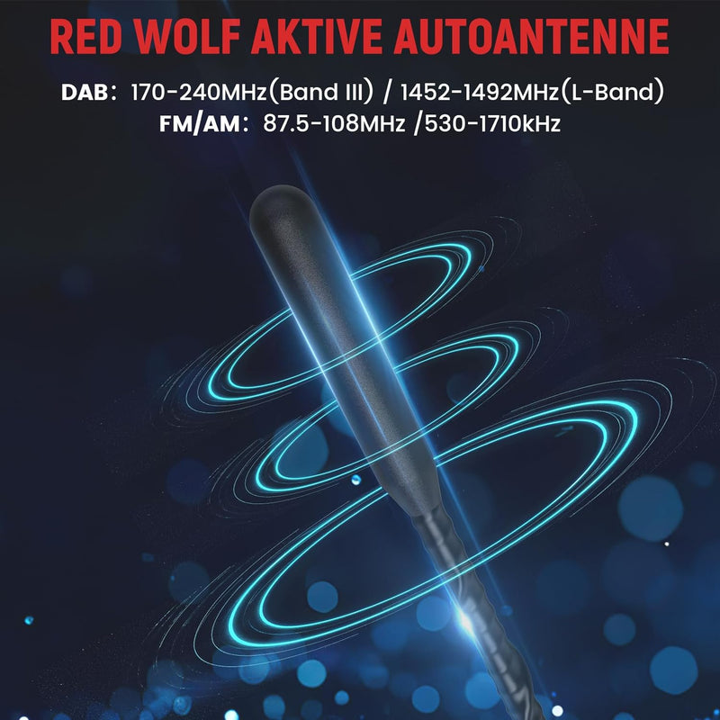 RED WOLF Autoantenne DAB Antenne mit 5 m Verlängerungskabel Dachantenne FM AM DIN Male Auto Radio An