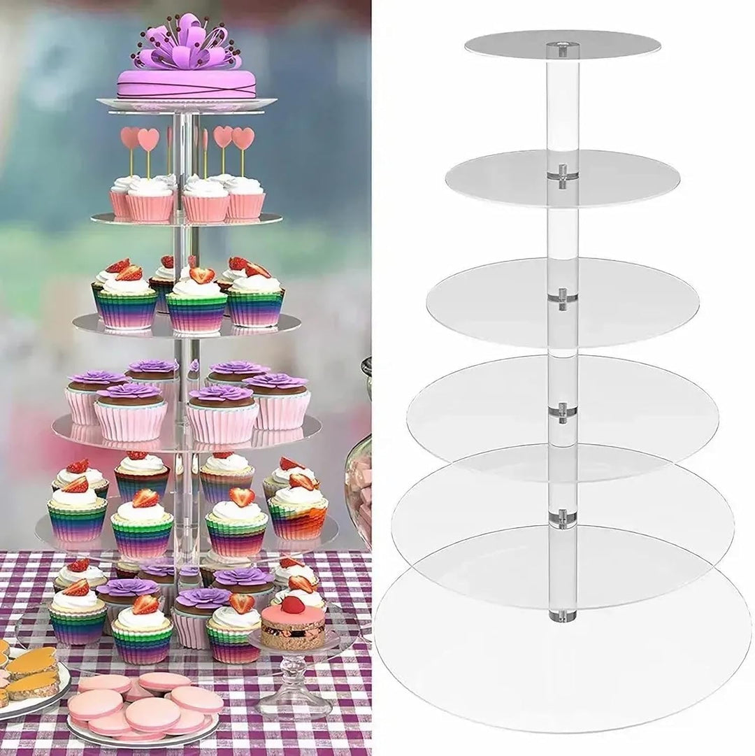 Cupcake-Ständer mit 6 Etagen, rund, Acryl, 51 cm hoch, abgestufter Tablettständer, Cupcake-Turm, tra