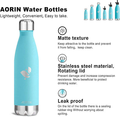AORIN Vakuum-Isolierte Trinkflasche - 350ml/500ml/750ml - Wasserflasche BPA-Frei,24 H Kühlen & 12 H