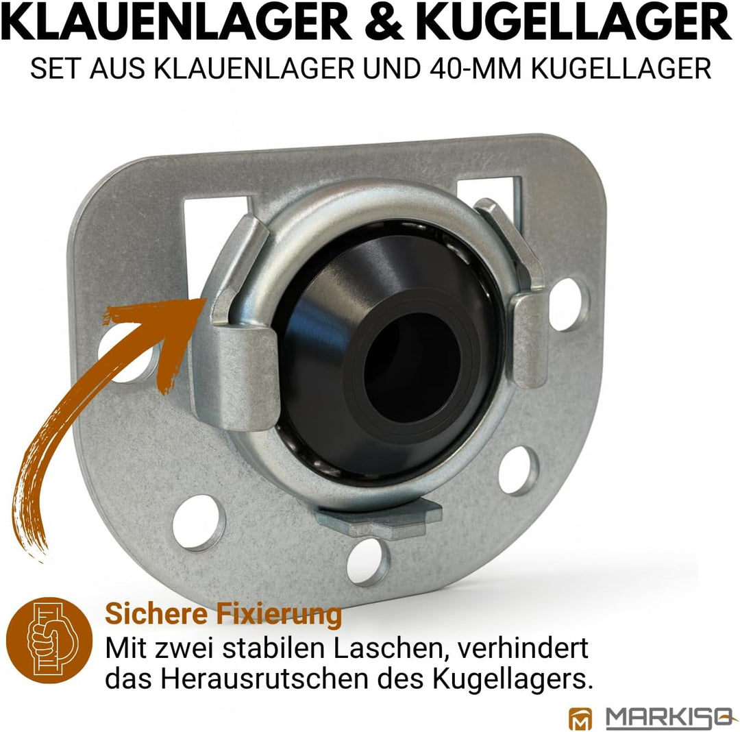 markiso® 10 Set Rolladen Lager | Klauenlager inkl. Kugellager im SET -Rollladen Wandlager für alle R