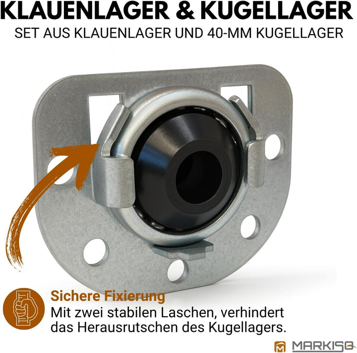 markiso® 10 Set Rolladen Lager | Klauenlager inkl. Kugellager im SET -Rollladen Wandlager für alle R