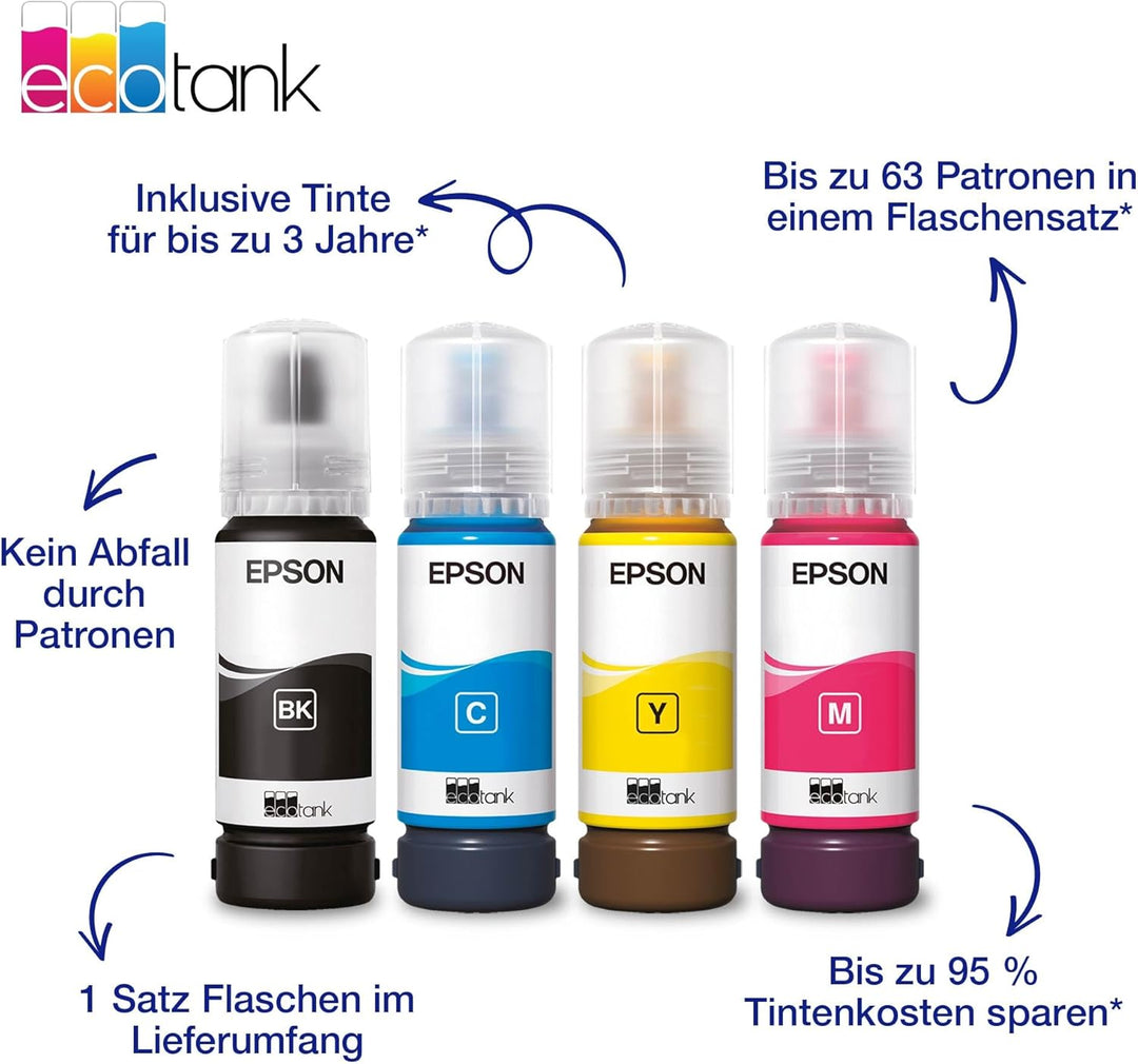Epson EcoTank ET-4900 | Wi-Fi und Ethernet | A4 | Drucken, Kopieren, Scannen, Faxen | LC-Display | A