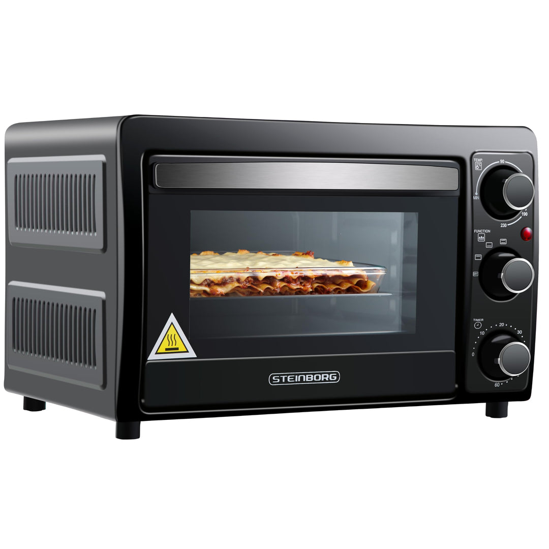 Mini Backofen 15 Liter Pizza-Ofen 3in1 Backofen Minibackofen Miniofen Krümelblech Ober-/Unterhitze E