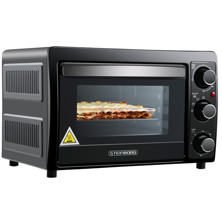 Mini Backofen 15 Liter Pizza-Ofen 3in1 Backofen Minibackofen Miniofen Krümelblech Ober-/Unterhitze E