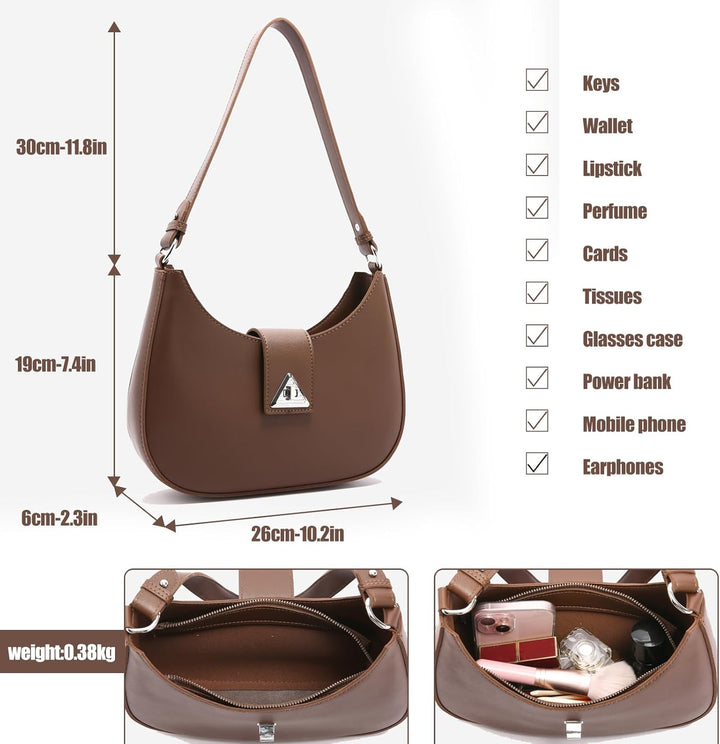 Travistar Handtasche Damen Klein Elegant Schultertasche Damen PU Leder Hobo Bag Y2k Tasche Satteltas