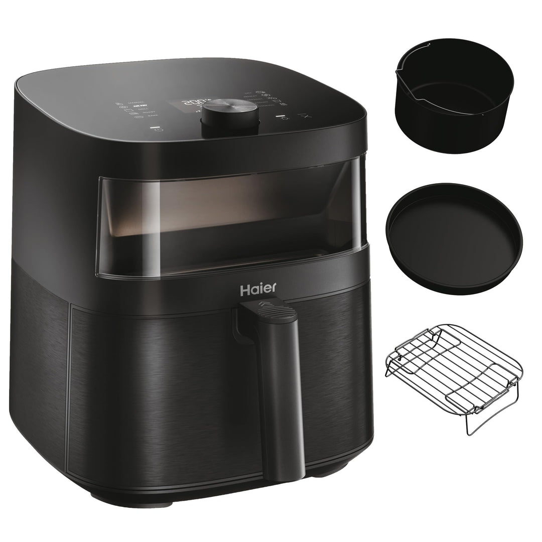 Haier Heissluftfritteuse mit Glasfenster I Airfryer mit 9 Programmen & 7 Liter Fassungsvermögen 1700