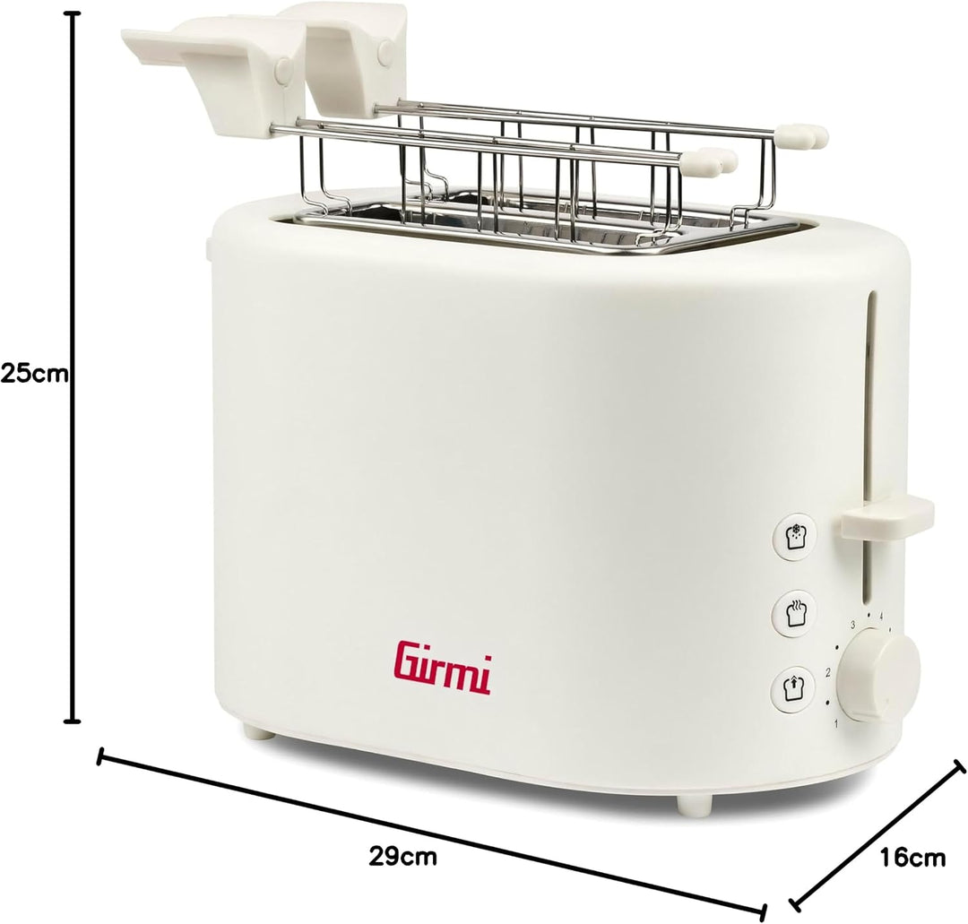 Girmi TP21 Toaster, 750 W, Edelstahlzange für gefüllte Toasts, herausnehmbarer Briocheswärmer, autom