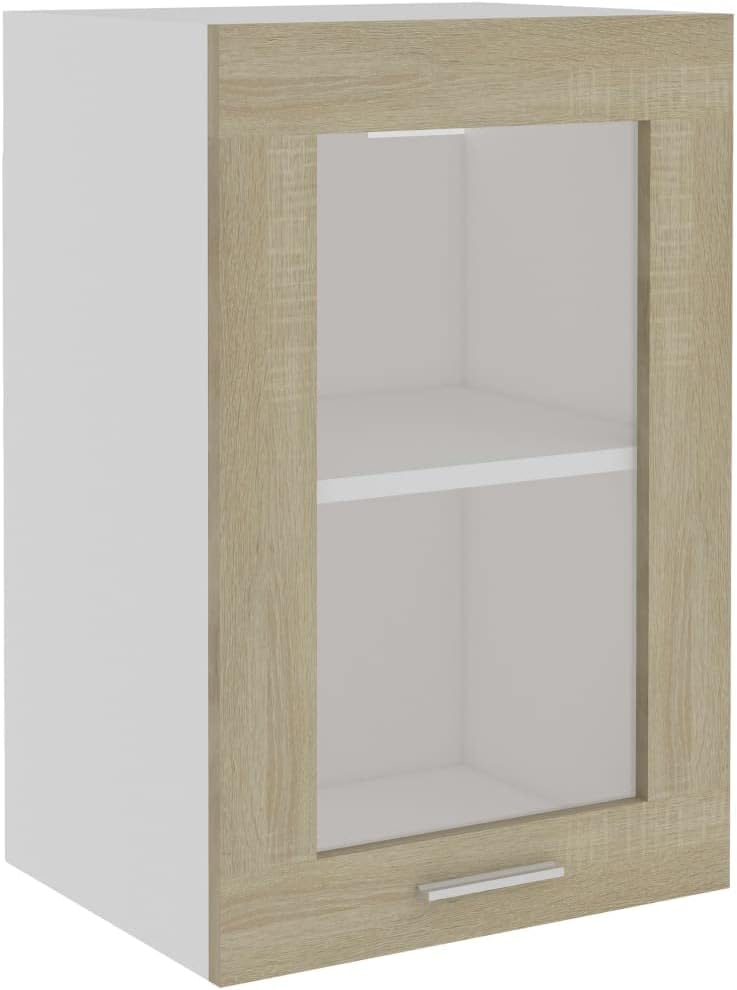 homiuse Hängeglasschrank Sonoma-Eiche 40x31x60 cm Holz Küchenschrank Hängeschrank Küche Vorratsschra
