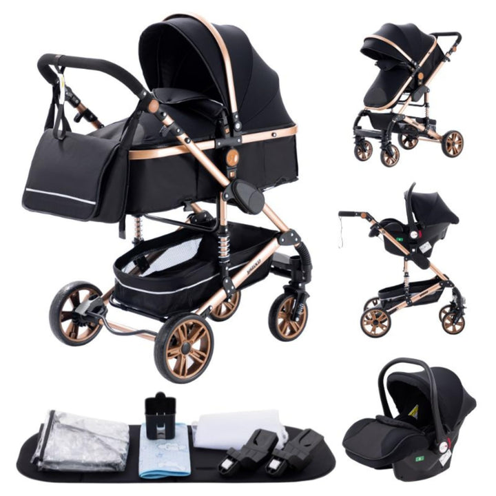 YAZOCO kinderwagen 3 in 1 Zusammenklappbar kinderwagen Komplettset Becherhalter, Moskitonetz, Fussab