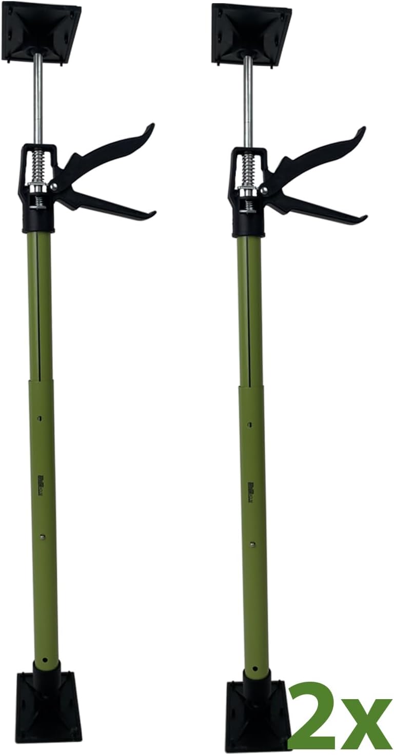 2x Montagestütze kurz 57-117 cm Klicksystem Teleskopstütze Einhandstütze Zargenspanner