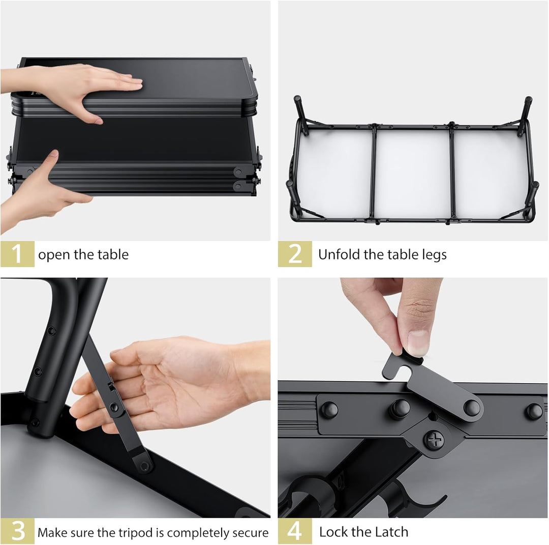 Anbte Campingtisch Klapptisch 87x40x26cm(LxBxH) mit Dicker Aluminium Rahmen Niedriger Picknicktisch