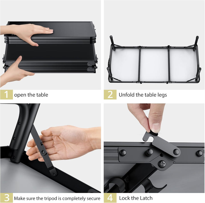 Anbte Campingtisch Klapptisch 87x40x26cm(LxBxH) mit Dicker Aluminium Rahmen Niedriger Picknicktisch