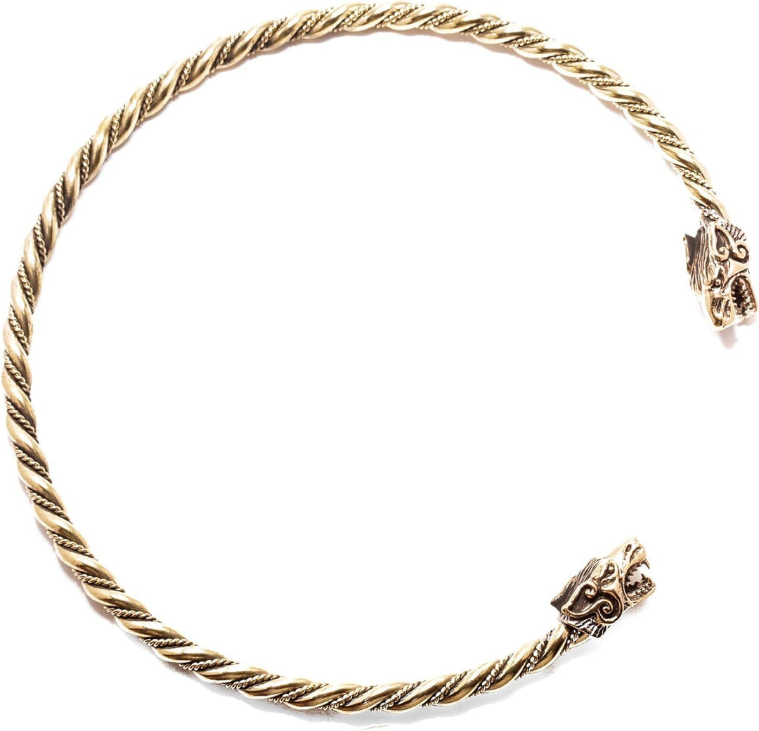 Windalf Wikinger Männer Torques FENRAR Ø 14 cm Vikings Hals-Schmuck Handarbeit aus Bronze