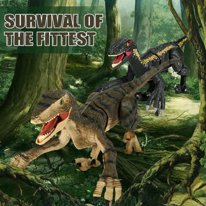 Fernbedienung Dinosaurier Spielzeug,Elektronisch Gehender Velociraptor mit LED-Beleuchtung&Realistis