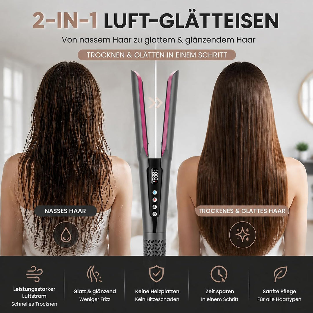 Air Haarglätter Upgraded 2026, slopehill 1600W Ionen Luft-Glätteisen OHNE Heizplatten, Stärkerer Luf