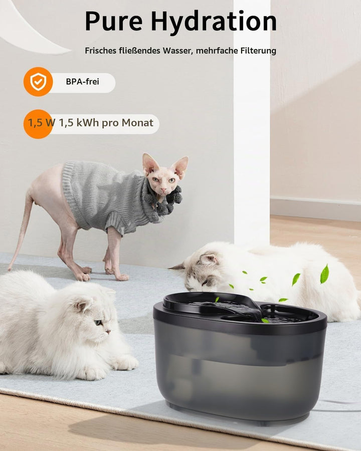 Trinkbrunnen für Katze Katzenbrunnen,Ultra Silent 2.5L Katze Trinkbrunnen mit energieeffizienter Pum