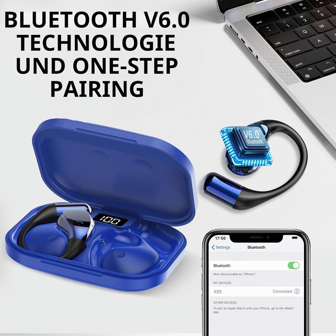 Open Ear Kopfhörer Bluetooth 6.0, 2026 Kopfhörer Kabellos Bluetooth HiFi Stereo mit HD Mic, 40H Spie
