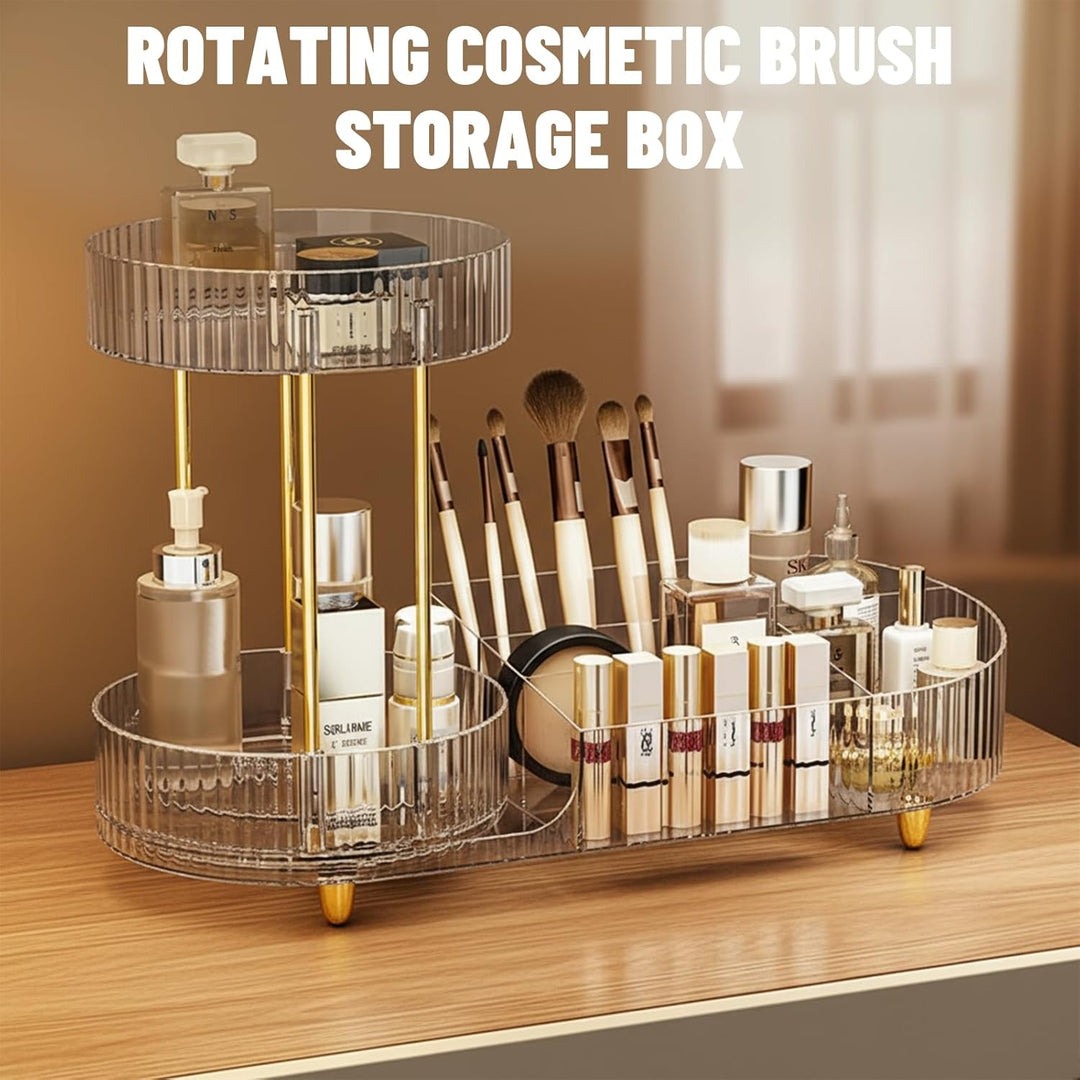 Schminktisch Organizer, Transparent Make Up Organizers, 360° Drehbarer Schmink Organizer, Parfüm Org