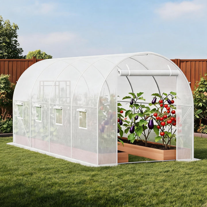 GarveeLife Tunnel Gewächshaus Garten Verzinkter Stahl | Geräumiges Gewächshaus mit UV-beständiger PE