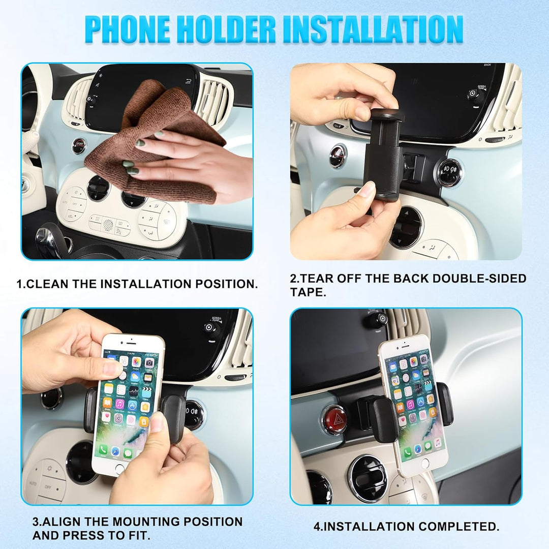 METYOUCAR Handyhalter für Fiat 500 2016-2024 - Rotierender Handyhalter fürs Auto für iPhone Android
