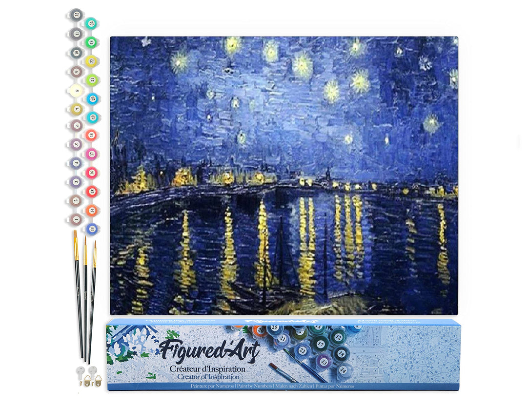 Figured'Art Malen Nach Zahlen Erwachsene Van Gogh Sternennacht über der Rhone - Paint by Numbers Bas