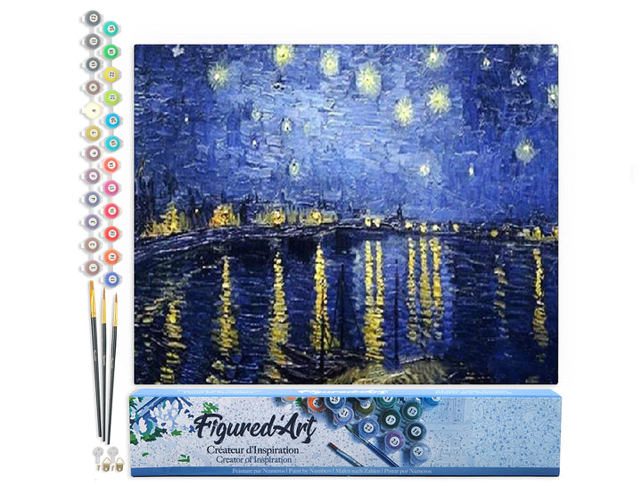 Figured'Art Malen Nach Zahlen Erwachsene Van Gogh Sternennacht über der Rhone - Paint by Numbers Bas