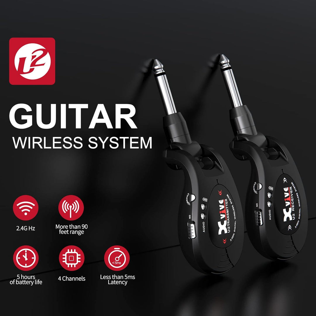 Xvive U2 Drahtloses Gitarren system 2,4 GHz Wireless Gitarren Sender Empfänger für E-Gitarre, Bass,